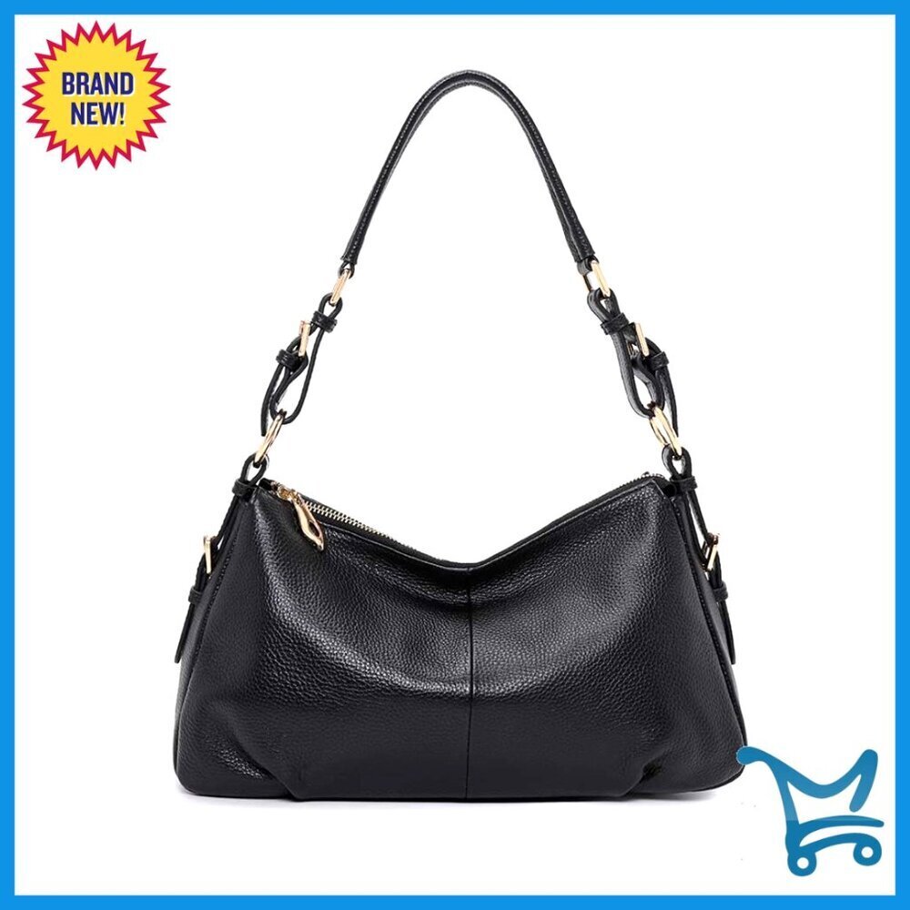 Genuine Leather Hobo Bag with Adjustable Strap, Multiple Pockets, Medium Size